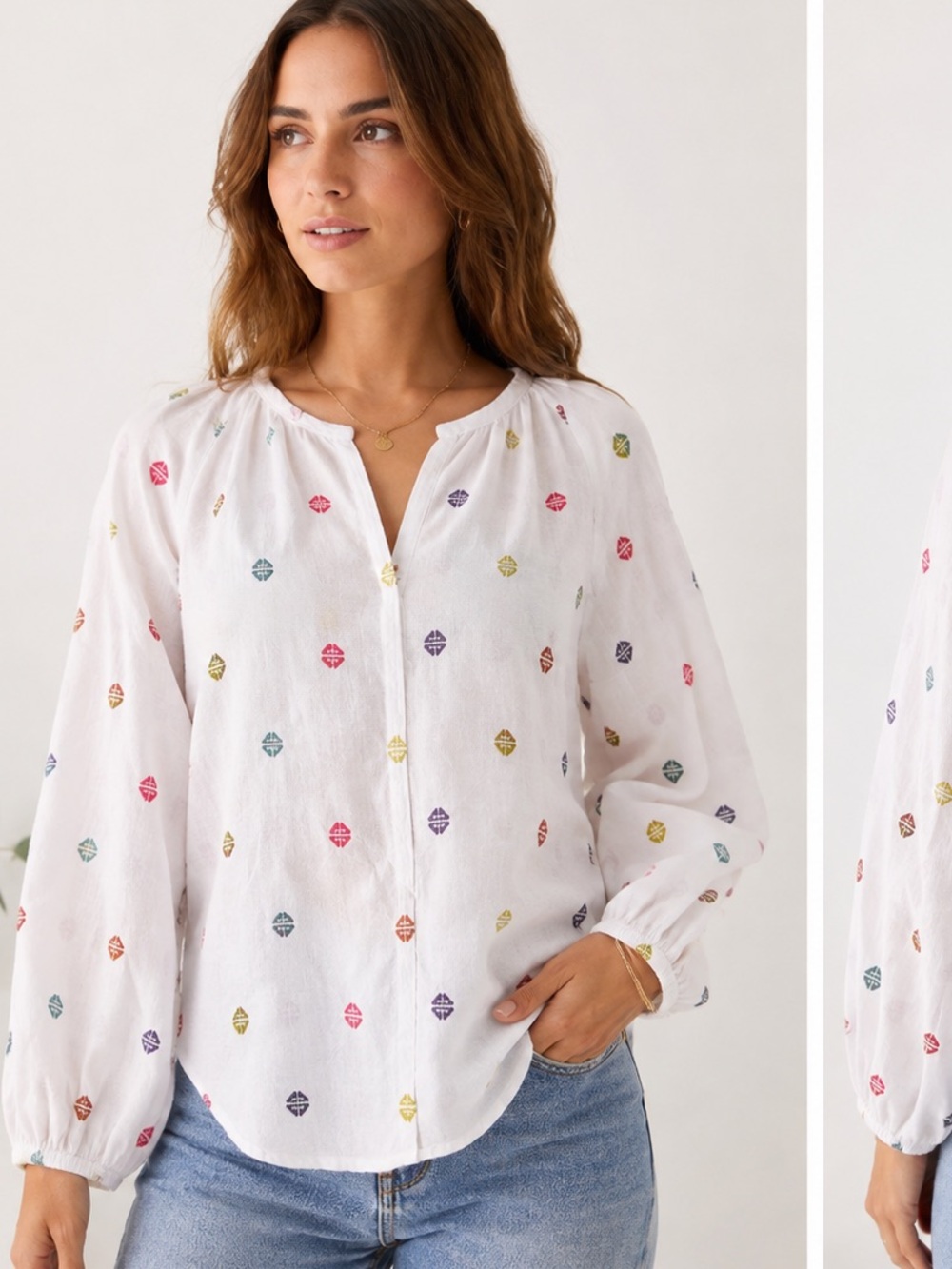 ROLLER RABBIT Kurtoe Embroidered Blouse